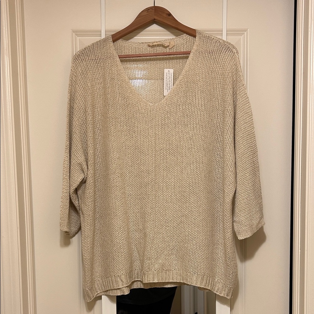 Women's Cream Sweater with Gold Flecks